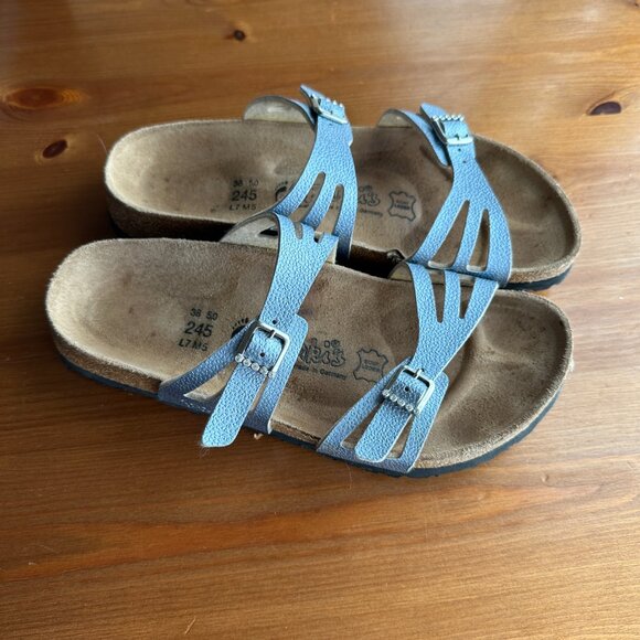EUC Birkenstock Birki's Silver Metallic Crystal Buckle Granada Sandals - 7/EU 38 - Picture 2 of 12